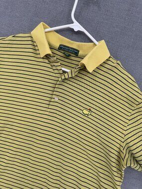 Masters Collection Performance Polo Shirt Mens L Pima Cotton Striped Golf Logo